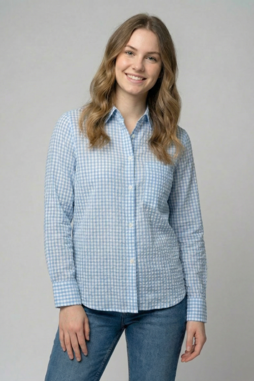 Blue & White Check Shirt
